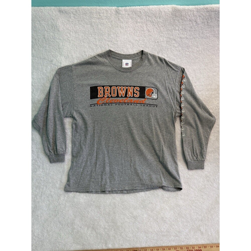 Cleveland Browns Shirt Men's XL Gray Long Sleeve Crew Neck NFL Tee